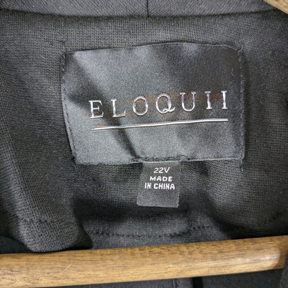 Eloquii Blazer 22 V Black Drapey Easy Fit Relaxed Long Sleeve Collar Jacket - Picture 7 of 9